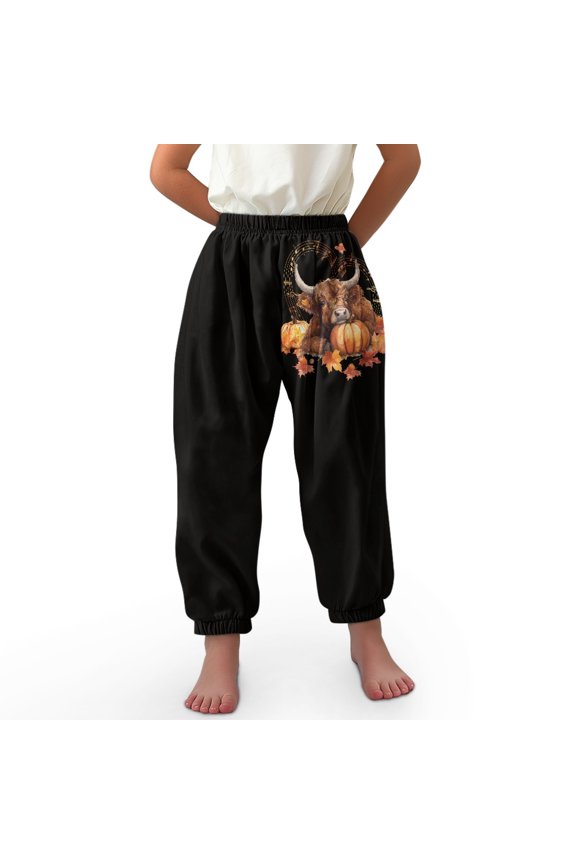 Thanksgiving Cow Pumpkin Bloomer Harem Pants for Boys Harem Bloomers Long Bloomer Pants Boys Harem Pants Size 3-7 Bloomer Trousers Kids Casual Jogger Pants Boys Bloomers Girls Trousers