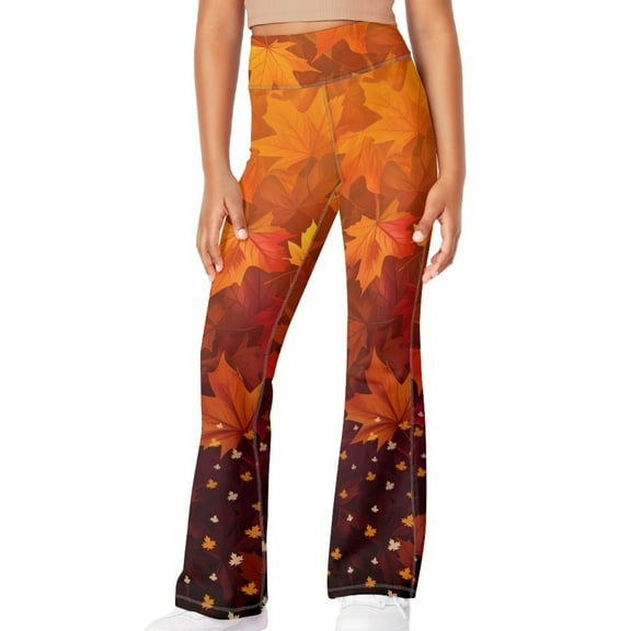 DISNIMO Thanksgiving Fall Flare Leggings with Pockets High Waisted Yoga Pants Kids Dance Bell Bottoms Leggings for Kids Yoga Pants for Girls Leggings Cross High Waisted Flare Pants 9-10