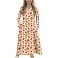 thumbnail image 1 of DISNIMO Thanksgiving Fall Girls Long Sleeve Dresses for Kids Swing Dress with Pockets 7-8 Years Dress Print Midi Sun Dress for Kids Crew Neck Frock, 1 of 7