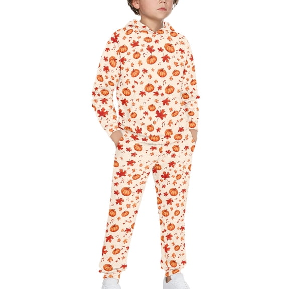 DISNIMO Thanksgiving Maple Leaf Hoodies for Boys 10-12 Hoodie Set Kids Hoodies Set for Boys Hoodies And Sweatpants Set for Girls Pullover Hoodie Graphic Long Sleeve Hoodie with Pocket Girls