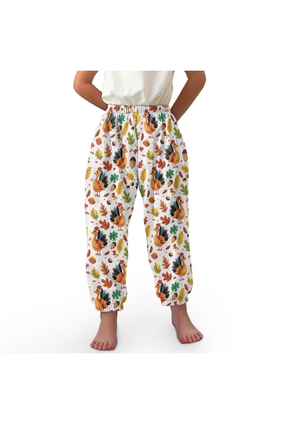 Thanksgiving Turkey Girls Harem Pants Size 8-12 Bloomer Trousers for Girls Bloomer Harem Pants Kids Harem Bloomers Long Pants for Girls Bloomer Trousers Elastic Waist Pants Kids Beach Pants