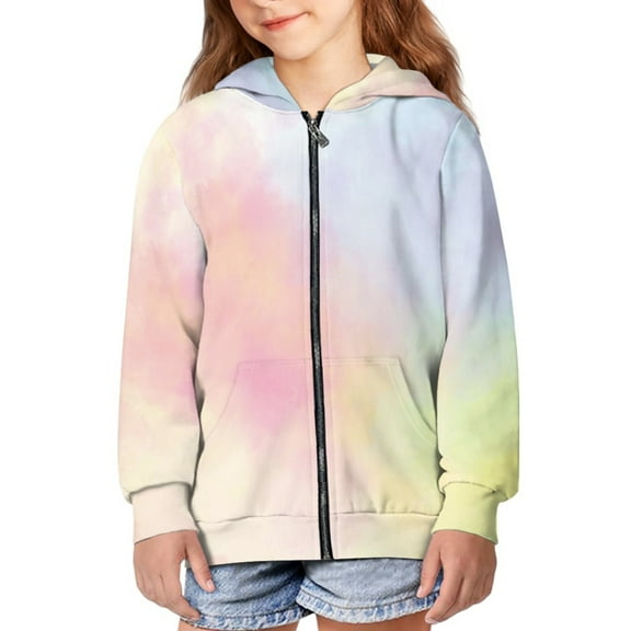 DISNIMO Tie-Dye Hoodie for Girls Colorful Zip Up Hoodie Kids 8-10 Hoodies Sweatshirt Boys Hooded Sweatshirts Zipper Hoodie Kid Girls Hooded Jacket Lightweight Hoodie Jackets Girls Streetwear