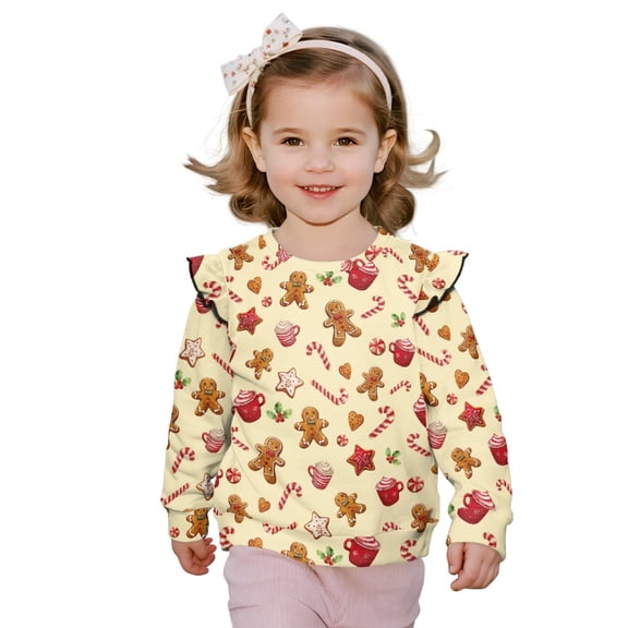 DISNIMO Toddler Christmas Sweatshirt Girls Pullover Tops Biscuit Printed T-Shirts Long Sleeve Sweater Top for Fall Winter 1-2 Years