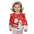 thumbnail image 1 of DISNIMO Toddler Christmas Sweatshirt Girls Snowman Santa Claus Printed Pullover Tops Comfy T-Shirts Long Sleeve Pullover Sweatshirt for Fall Winter 5-6 Years, 1 of 7