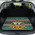 thumbnail image 1 of DISNIMO Trunk Liner for SUV Wolf Sunflower Aztec Print Heavy Duty Car Cargo Mat with Non-Slip Backing Machine Washable Dog Seat Cover Suitable for Most Car Models, 1 of 7
