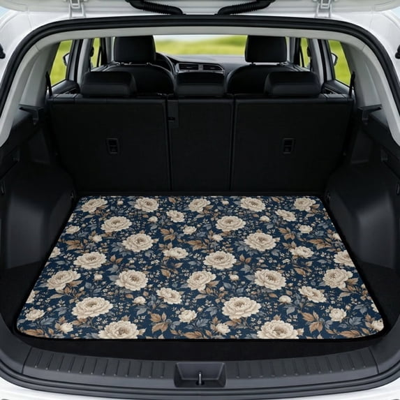 DISNIMO Universal Car Trunk Mat Floral Print Heavy Duty Rear Cargo Liner Floor Mat Non-Slip Scratch-Proof Dog Cargo Protector Suitable for Most Car Models
