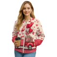 thumbnail image 1 of DISNIMO Valentine's Day Sweatshirts for Women Balloon Heart Printed Outerwear Jacket Zip Front Outwear Jackets Coat with Pockets, 4XL, 1 of 7