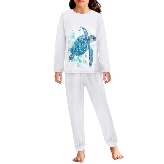 DISNIMO White Watercolor Pajamas Kids Boys Pajamas 5t 2 Pack Pajama Set for Kids Girls Pjs Sets Fall Pj Set Kids Long Sleeve Pajamas Boys Crewneck Sleep Wear Set for Kids