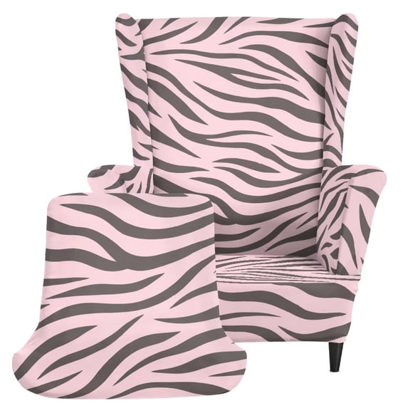 DISNIMO Wingback Chair Slipcover 2 Piece, Stripe Print Stretch Wing Back Armchair Slipcovers with Elastic Bottom, Soft Furniture Protector for Living Room Wingback Chairs