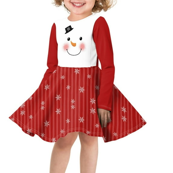 DISNIMO Winter Christmas Dress for Girls 13-14 Dress Long Sleeve Kids Snowflake Dress Girls Snowman Christmas Dress Teen Girl Dresses for Church Kids Twirly Dress Children Childrens Sundress Girl