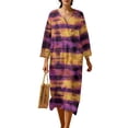 thumbnail image 1 of DISNIMO Women Maxi Dresses Tie Dye Printed Casual Fashion Dress Lightweight V Neck Shift Dress Loose 3/4 Sleeve Dresses, M, 1 of 6