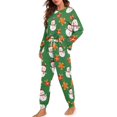 thumbnail image 1 of DISNIMO Women Pajamas Set Snowman Print 2 Piece Long Sleeve Shirt and Long Pants Soft Breathable Lounge Set Crew Neck Sleepwear Fall Outfits Clothes Loungewear, S, 1 of 7