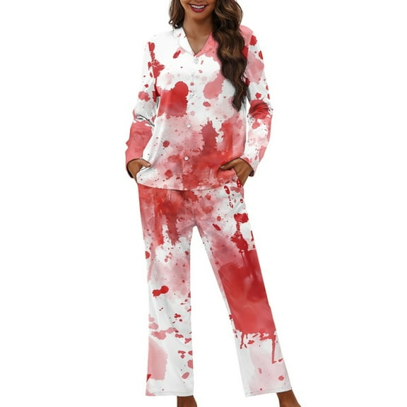 DISNIMO Women's 2 Piece Pajama Sets Tie Dye Printed Long Sleeve Sleepwear Loungewear Button Down Nightwear with Pockets Fashion Oversized Ladies Lounge Sets, XS