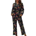 thumbnail image 1 of DISNIMO Women's Pajama Set 2 Piece Pj Sets Butterfly Printed Long Sleeve Top and Wide Leg Pants Comfy V Neck Sleepwear Button Down Loungewear Nightwear, 2XL, 1 of 7