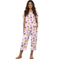 thumbnail image 1 of DISNIMO Women's Pajama Sets Casual 2 Piece Pjs Set Summer Sleepwear Short Sleeve Tops and Capri Pant Lounge, S, 1 of 7