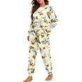 thumbnail image 1 of DISNIMO Womens 2 Piece Pajama Sets Hummingbird Sunflower Print Soft Round Neck Sleepwear with Long Pants Long Sleeve Lounge Set with Pocket, L, 1 of 7