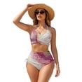 thumbnail image 1 of DISNIMO Womens High Waisted Bikini Sets Marble Printed Tummy Control Swimsuit 2 Piece Twist Front Bathing Suits Push Up Top with Ruched Bottom, S, 1 of 7