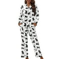 thumbnail image 1 of DISNIMO Womens Pajama Sets 2 Piece Pj Lounge Set with Pockets Cat Printed Long Sleeve Top Wide Leg Pants Soft V Neck Nightwear Button Up Nightwear, L, 1 of 7