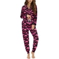 thumbnail image 1 of DISNIMO Womens Pajama Sets Bat Printed Long Sleeve Top with Long Pants 2 Piece Pjs Comfy Lounge Set V Neck Button Down Sleepwear, (Available in Plus Size), 1 of 6