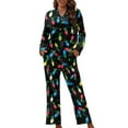 thumbnail image 1 of DISNIMO Womens Pajama Sets Light Bulb Printed 2 Piece Lounge Sets Long Sleeve Button Down Sleepwear Casual Comfy Nightwear with Long Pants Christmas Pajama Outfits, 1 of 7