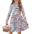 thumbnail image 1 of DISNIMO Zebra Print Dress Girls Star Dresses for Kids 4-5 for School Girl Dress Kids Long Sleeve Collared Dress for Girls Button Down Midi Dress Girls Skater Dress Kid Sundress Girls Clothes, 1 of 7