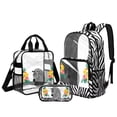 thumbnail image 1 of DISNIMO Zebra Stripe Printed Clear Backpack for School, Heavy Duty PVC Transparent Bookbag for Kids Girls, 17 Inch Large Clear Backpack and Lunch Box Set for Elementary Kindergarten Student, 1 of 5