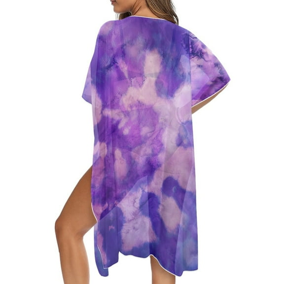 DISNIMOTie Dye Print Womens Beach Coverup Summer Bikini Kimono Bathing Suit Cover Ups Casual Loose Beach Long Swimwear Cover up