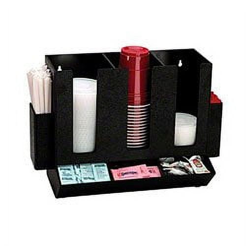 DISPENSE-RITE HLCO-3BT Countertop Cup Lid, Straw and Condiment Organizer,Black