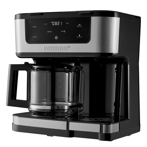 DISPLAY - Farberware Side by Side Single Serve or 12 Cup Coffee Maker, Black