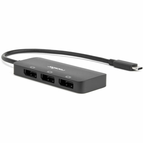 Rocstor Type-C to Triple DisplayPort Adapter with DP1.4 Alt Mode - 1 x USB Type C - Male - 3 x DisplayPort 1.4 Digital Audio/Video - Female - 7680 x 4320 Supported - Black - 1