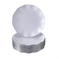 thumbnail image 1 of DISPOSABLE DESSERT PLATES | Heavy Duty Plastic Dishes | Elegant Fine China Look | Veil - White | 20 pc (6”), 1 of 2
