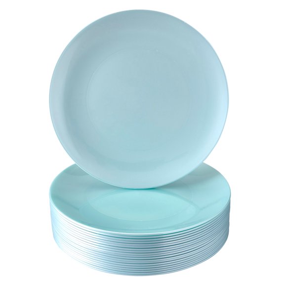 DISPOSABLE DINNER PLATES | 20 pc | Heavy Duty Plastic Dishes | Elegant Fine China Look | Opulence – Mint (10.25”)