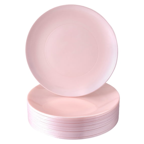 DISPOSABLE DINNERWARE PLATES | Premium Reusable Plastic Dishes | 20 Salad Plates | Opulence Blush | 9"