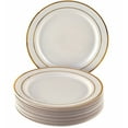thumbnail image 1 of DISPOSABLE DINNERWARE SET, 20 Dinner Plates | Glare Ivory/Gold (10.25"), 1 of 7