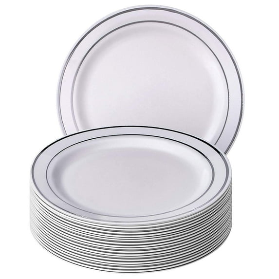 DISPOSABLE DINNERWARE SET, 20 Side Plates | Silver Glare (7.5")