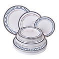 thumbnail image 1 of DISPOSABLE DINNERWARE SET | Heavy Duty Plastic Dishes | Elegant Fine China Look | Includes: 20 Dinner Plates, 20 Salad Plates and 20 Dessert Plates | Renaissance Collection – Royal Blue, 1 of 2