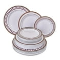 thumbnail image 1 of DISPOSABLE DINNERWARE SET | Heavy Duty Plastic Dishes | Elegant Fine China Look | Includes: 20 Dinner Plates, 20 Salad Plates and 20 Dessert Plates | Renaissance Collection – Red, 1 of 2