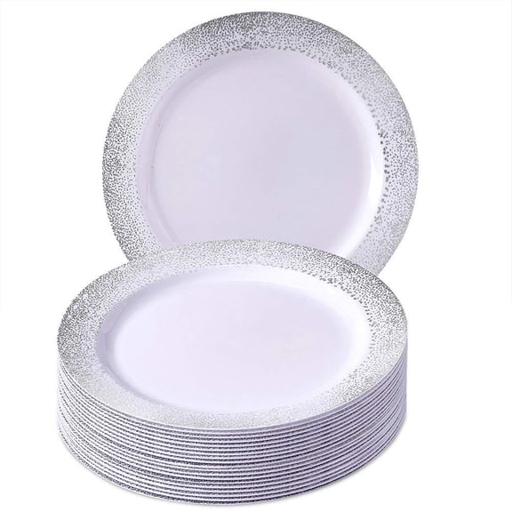 DISPOSABLE PLASTIC SIDE PLATES 7.5" Silver Mist 20 pc