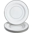 thumbnail image 1 of DISPOSABLE ROUND RIPPLED RIM CHARGER PLATES - 10 PC - White/Silver, 1 of 2