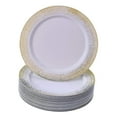 thumbnail image 1 of DISPOSABLE SIDE PLATES | 20 pc | Heavy Duty Plastic Dishes | Elegant Fine China Look | Mist – White/Gold 7.5”, 1 of 2