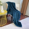 thumbnail image 1 of DISSA Flannel Fleece Blankets with Pompom Fringe Lightweight Soft Throw Blanket Fit Sofa Bed(Navy,51x63"), 1 of 9