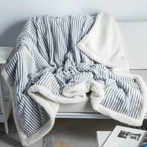 DISSA Sherpa Fleece Blanket Soft Grey and White Throw Blanket Cozy Plush Blankets for Couch Sofa Bed,51"x63"