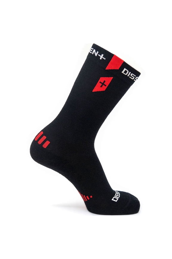 Adult Unisex Nordic Crew Ultra MTN Merino Black/Red Socks, Size: S