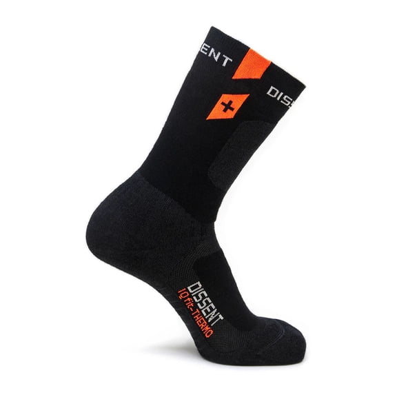 DISSENT Adult Unisex Nordic IQ fit Thermo Merino Socks, Color: Black/Orange, Size: M