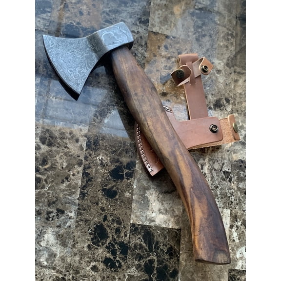 DIST AX-257, Custom Handmade Damascus Steel 13.00 Inches Axe - Gorgeous and Solid Rose Wood Handle