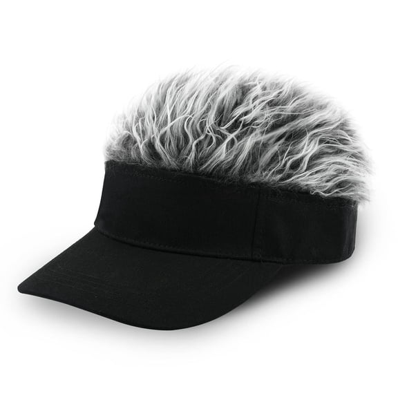 DISTINCTIVE STYLE Funny Hats with Fake Hair Frosted Tips Wig Visor Cap for Men Women