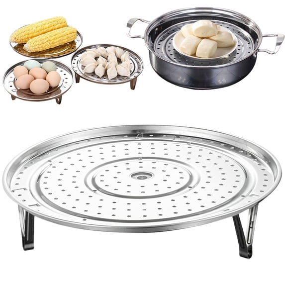 DISTINCTIVE STYLE Steamer Rack 304 Stainless Steel Steaming Rack Steam Tray with Removable Legs for Instant Pressure Cooker Multi-functional Steamer Basket (Silver - 20cm)