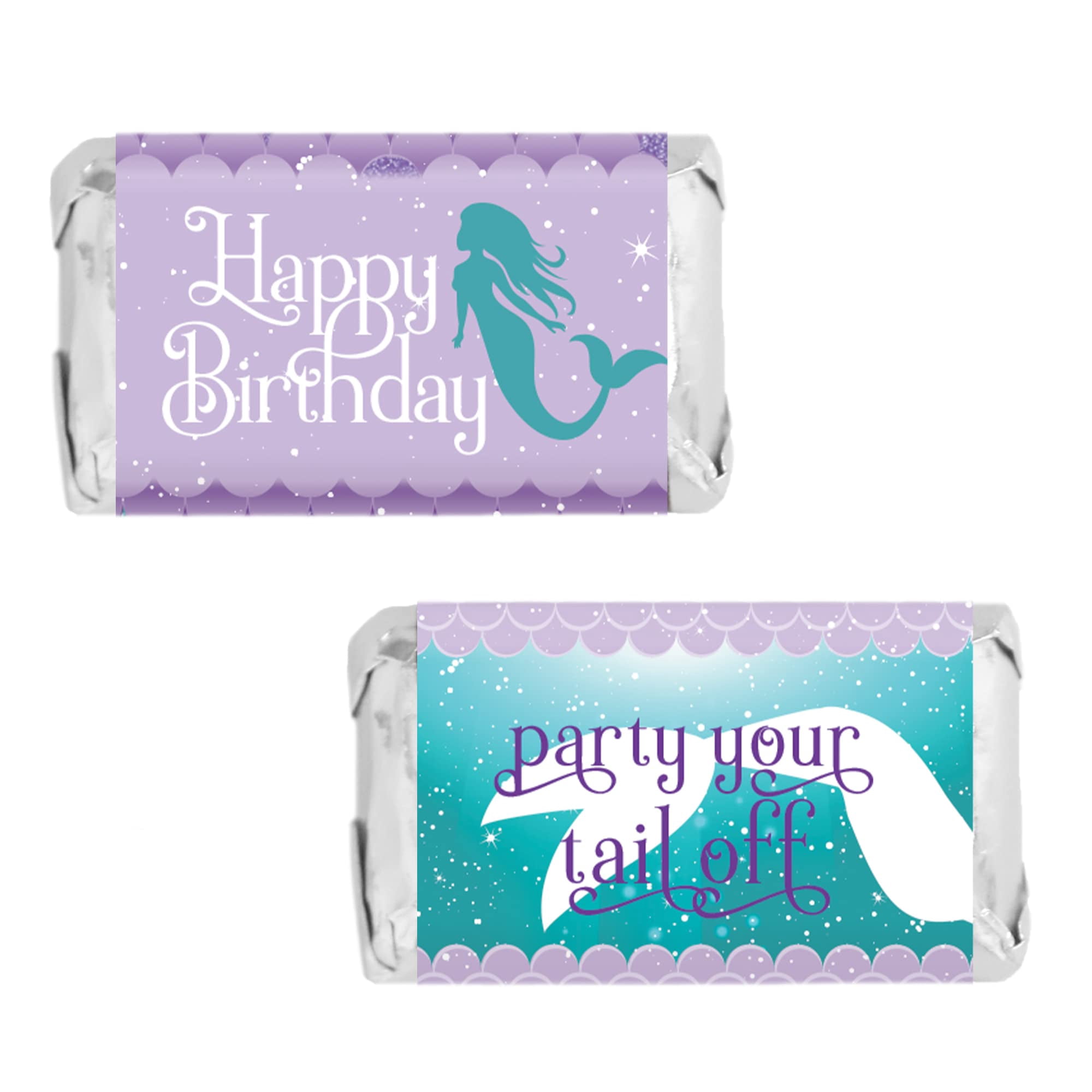DISTINCTIVS Mermaid Birthday Mini Chocolate Candy Bar Wrappers, Party ...