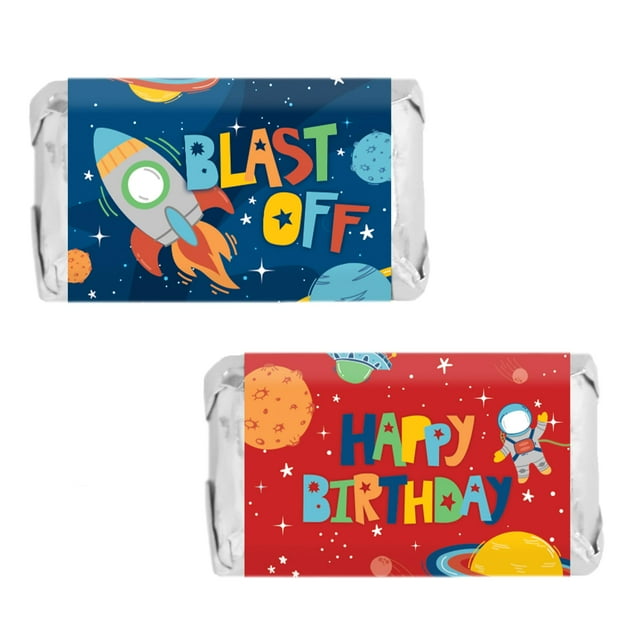 DISTINCTIVS Outer Space Party STF9 Favor Mini Chocolate Bar Wrappers