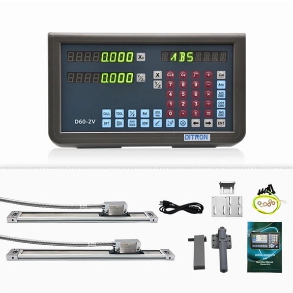 DITRON 2 Axis DRO Digital Readout Display with 2pcs 0.005mm Magnetic Scale for Lathe Milling Machine